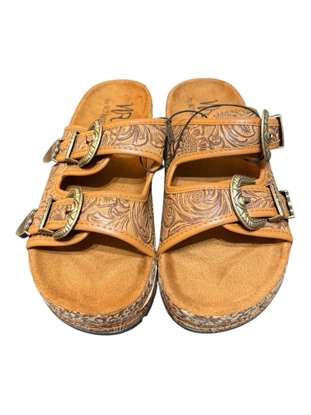 Not Rated Western Tooled Double Buckle Slide Sandals Women’s Size 6 NWOB